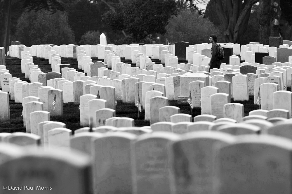 20090523DPM016_memorial.jpg A man walks through the San Francisco National Cemetery in the Presidio.
