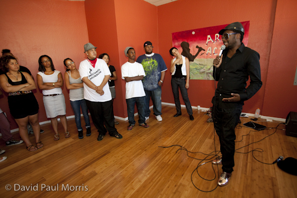 _MG_9472.CR2 Front man will.i.am speaks to performers at the Art In Action Youth Leadership Program facility